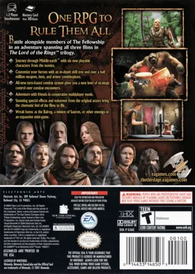 Lord of the Rings, The - The Third Age (Disc 1) box cover back